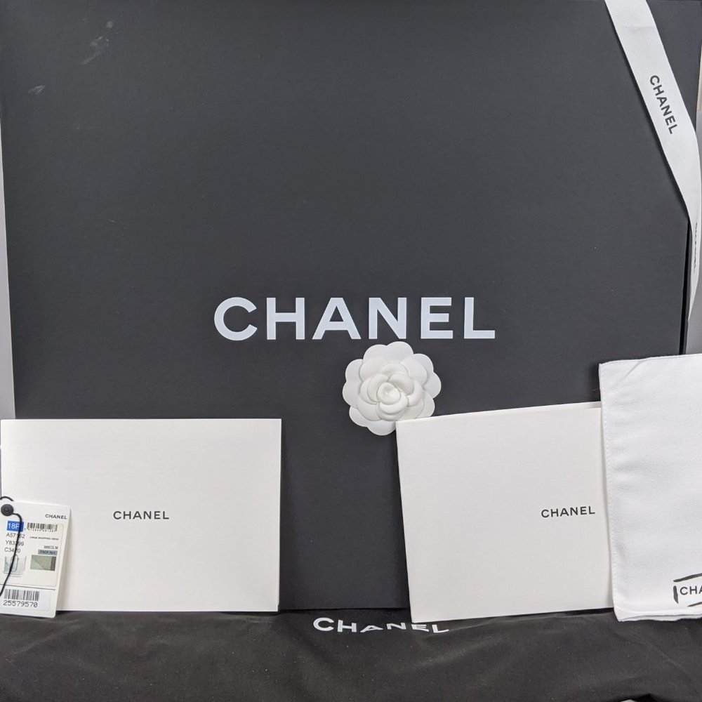 SOLD Chanel 18P Beige Canvas Large  Deauville Tote - Picture 8 of 12